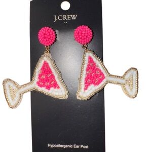 J. Crew Cosmopolitan Martini Cocktail Beaded Chandelier Earrings